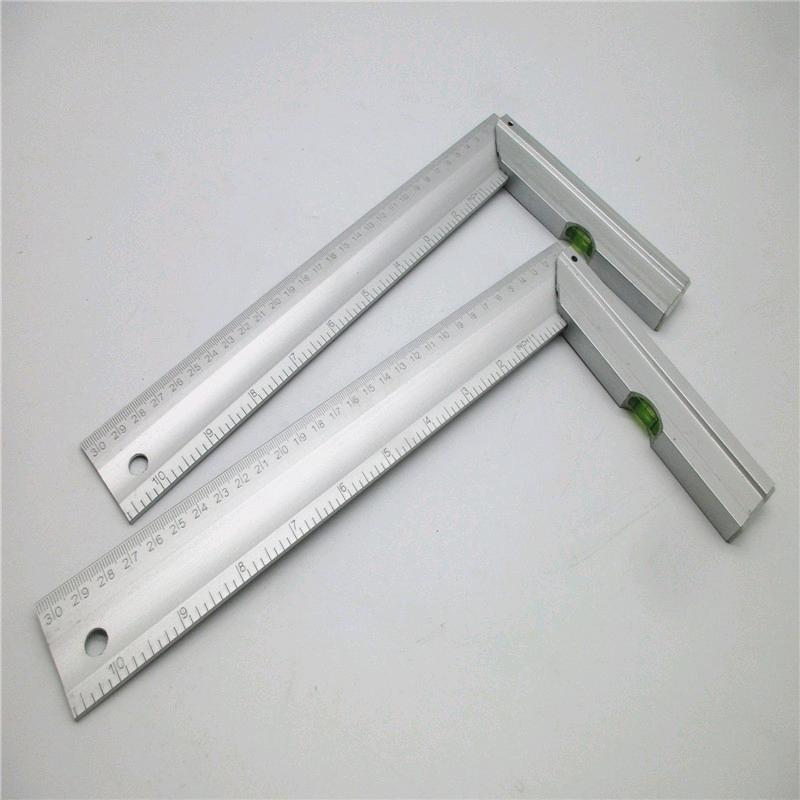 Wholesale aluminum alloy ruler 30cm thick alloy steel angle ruler with water bubble and multi angle size