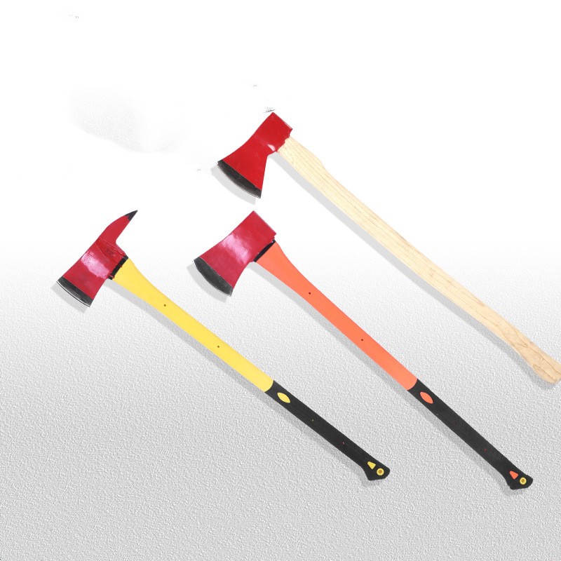 Long handled fire axe for breaking and dismantling fires, solid wood handled large board axe for outdoor chopping and chopping wood, and Taiping axe for fire protection