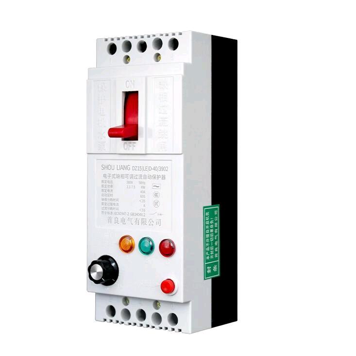 Water pump motor phase loss protector, electronic phase loss leakage switch, 380V three-phase fan current adjustable circuit breaker