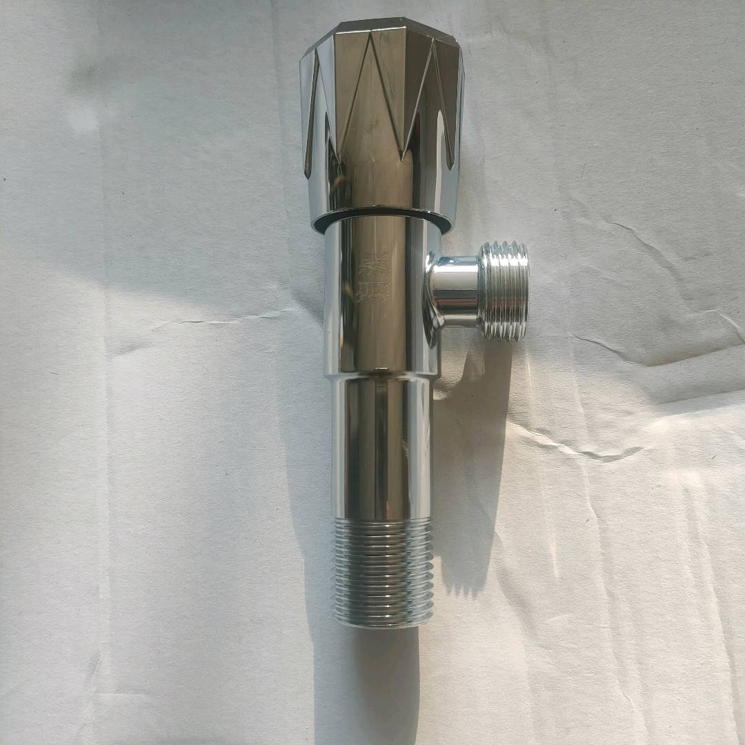 Stainless steel electroplated three wheel copper core angle valve, stainless steel electroplated extended angle valve