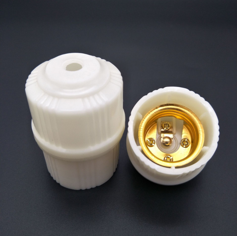 Jinxin brand thickened pendant lamp head E27 threaded screw socket, spiral screw socket, hanging lampshade, all copper milky yellow