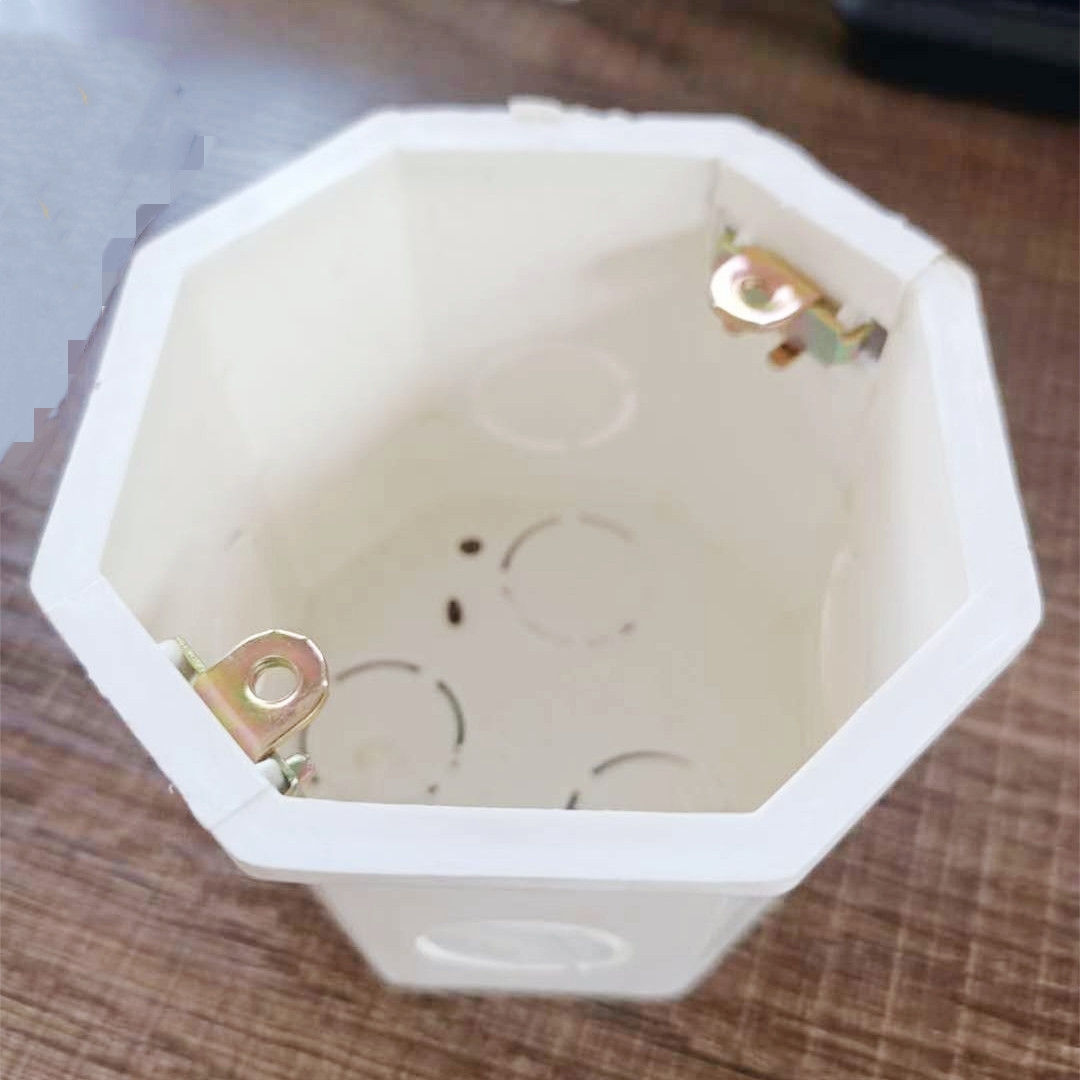 PVC octagonal junction box, pre embedded household junction box, flame-retardant home decoration box, concealed junction box