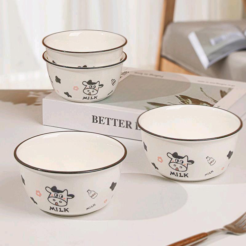 Rice bowl porcelain tableware with high aesthetic value and cute style, rice bowl porcelain tableware with super beautiful rice bowl thickness and heat-resistant design, microwave bowl utensils