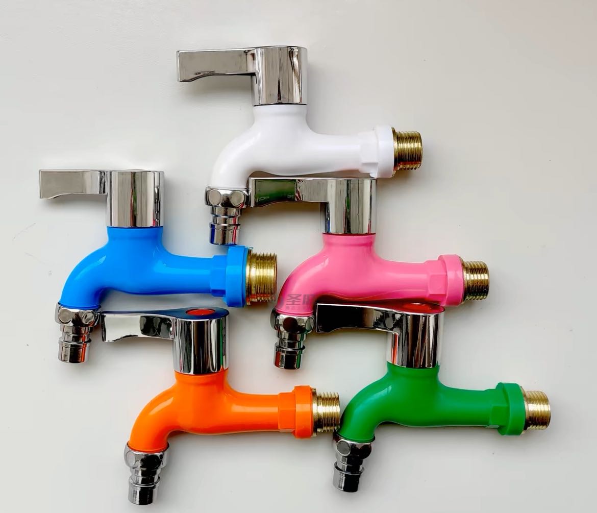 Washing machine faucet spout, single and double opening, ceramic valve core, color and fashion, 46 points, one in, two out, anti freezing, household use