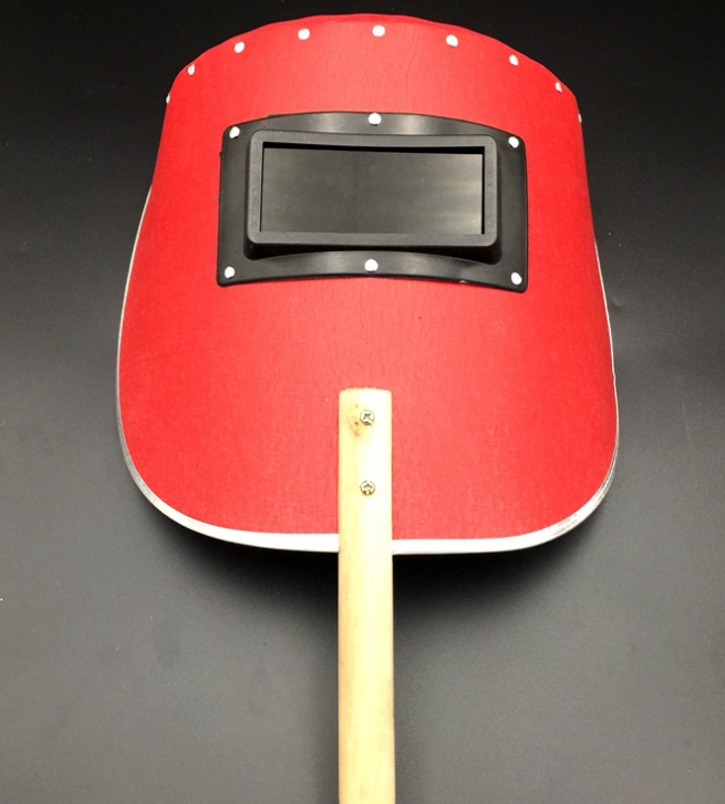 Steel paper, large aluminum edging, handheld welding mask, red paper, wooden handle welding