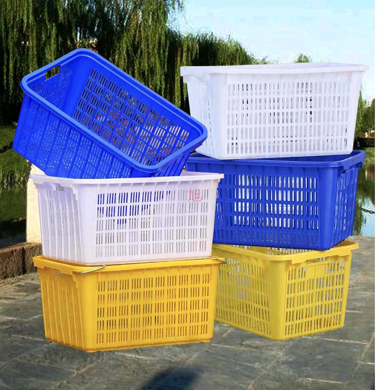 Plastic basket rectangular thick extra large fruit and vegetable express logistics rubber frame storage basket turnover box