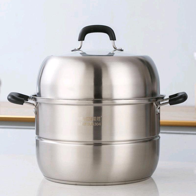 Nengsheng 304 stainless steel large capacity steaming pot, three-layer multi-purpose soup pot, universal induction cooker