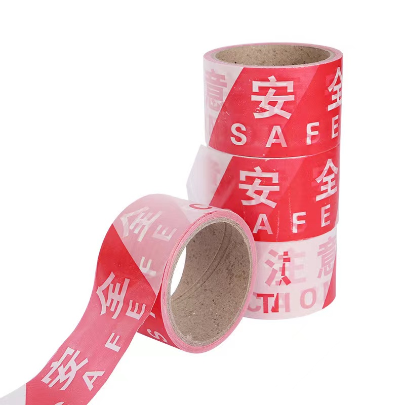 Specifications are 50 meters and 100 meters. Warning line with a width of about 5 centimeters, red and white safety warning tape, disposable retractable isolation tape, construction site warning guardrail tape, rice line