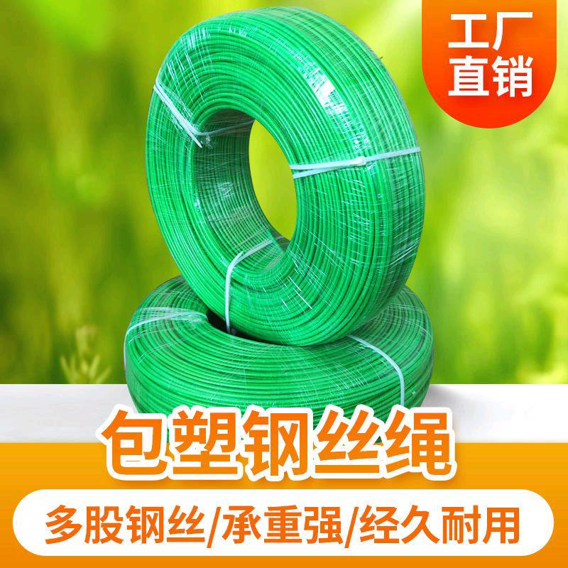 Green steel wire rope wrapped with plastic steel wire rope
