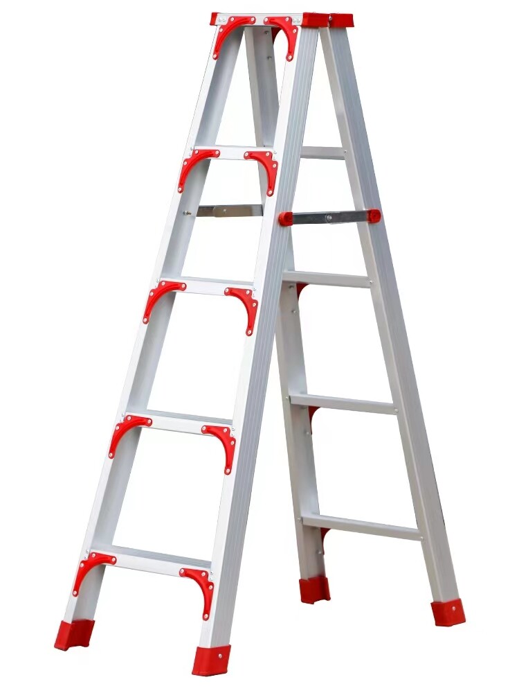Ordinary reinforced double-sided pull rod aluminum alloy household folding ladder