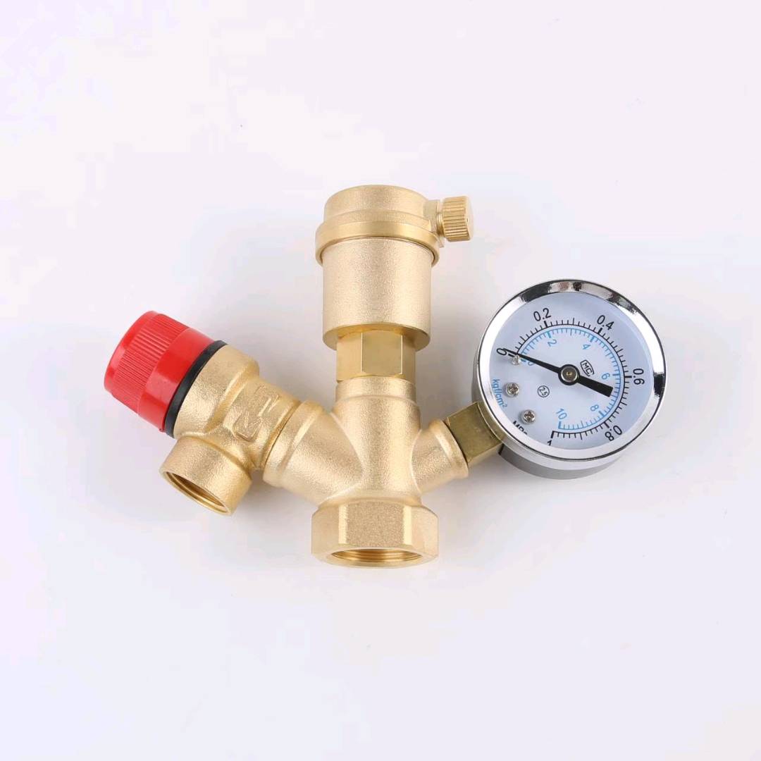 Floor heating air pressure relief valve safety component brass thickened explosion-proof boiler pressure relief automatic exhaust valve pressure gauge