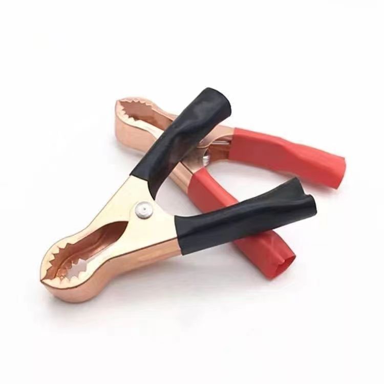 Copper plated crocodile with teeth battery clip, power cord clip, test clip length