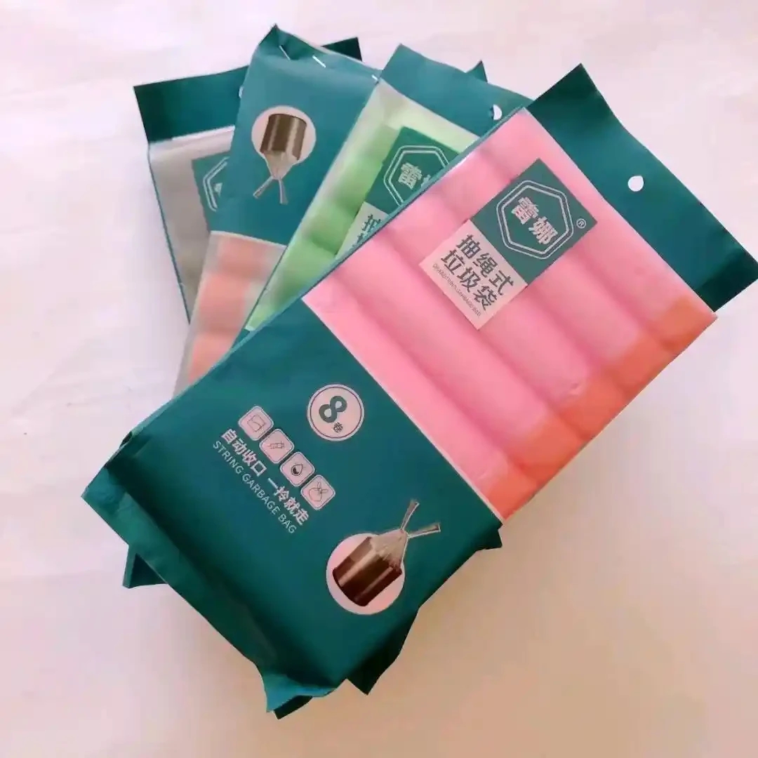 Drawstring garbage bag with 8 rolls. Drawstring garbage bag with plastic bag. Convenient bag with 11 bags in one bag, 8 rolls per roll. Garbage bag height 50cm, width 45cm