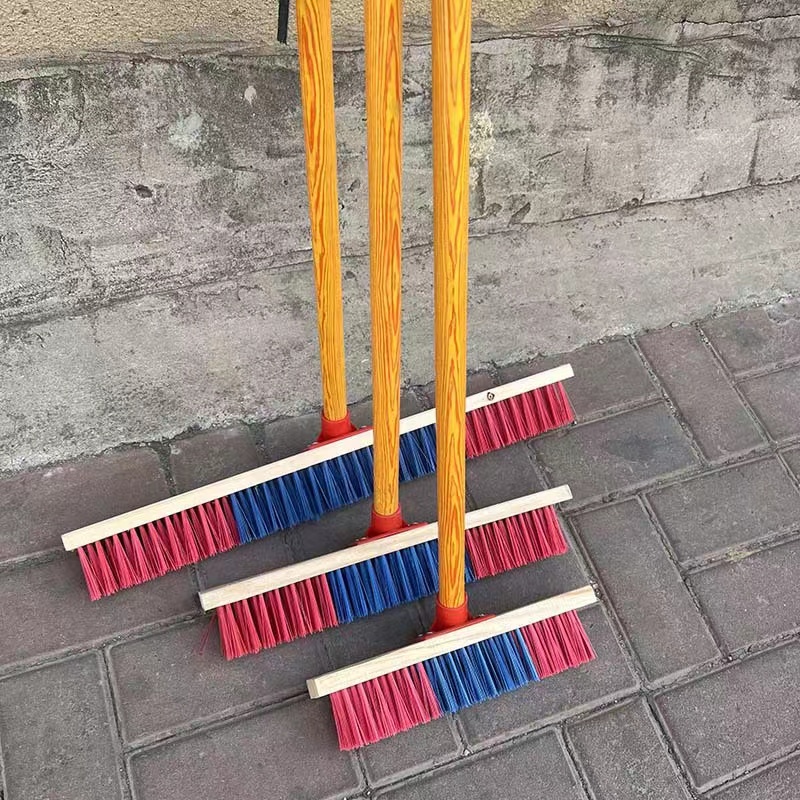 Colorful plastic floor brush, long handle brush, hard bristle cleaning brush, wooden long handle hard bristle floor brush, bathroom, bathroom, kitchen, floor brush, ceramic tile, outdoor cement pool, toilet cleaning brush