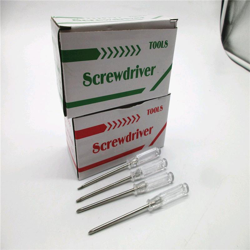 Source manufacturer direct sales transparent white cast plastic handle screwdriver 12.7CM long cross shaped small crystal screwdriver two yuan store hot selling