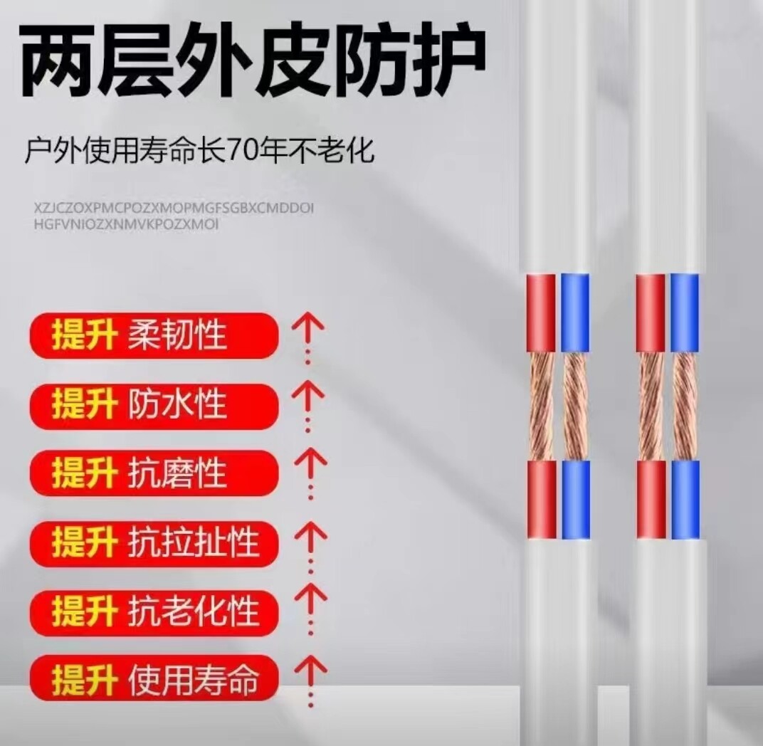 Mingpin RVVB two core national standard inspection white hard sheathed wire for home decoration and engineering two core hard copper wire