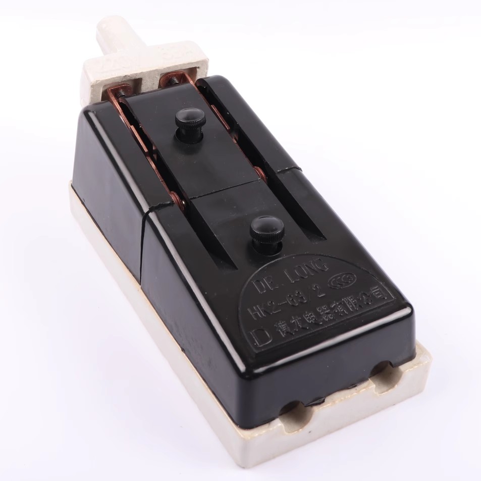 Deli Pure Copper HK2 Open Ceramic Knife Switch 220V 63A Household Industrial Overcurrent Protection Switch Two Phase Electric