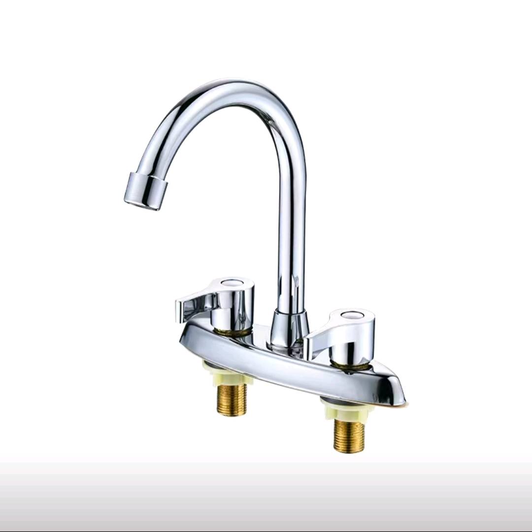 Full copper basin faucet, dual handle, dual hole, three hole, dual switch hot and cold faucets, washbasin, kitchen sink, household use