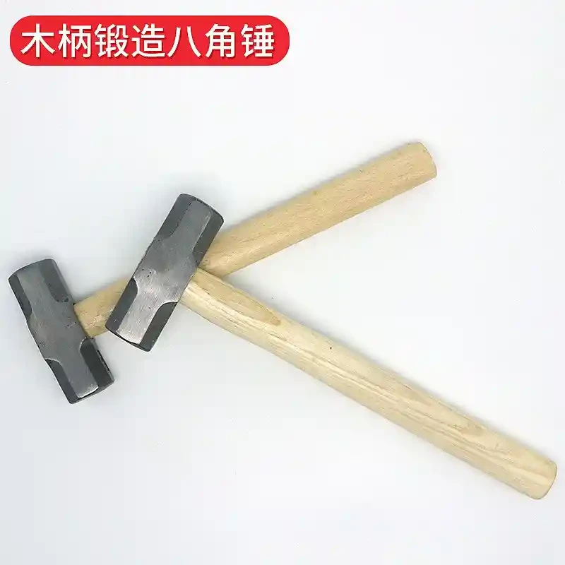 Wooden handle octagonal hammer, anti slip, anti vibration, stone work hammer, heavy industry hammer, square hammer, forging hammer, hammer head