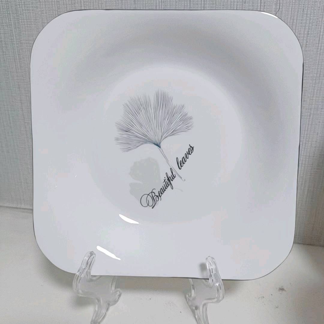 8-inch ginkgo leaf underglaze colored ceramic square dish, simple and essential for families