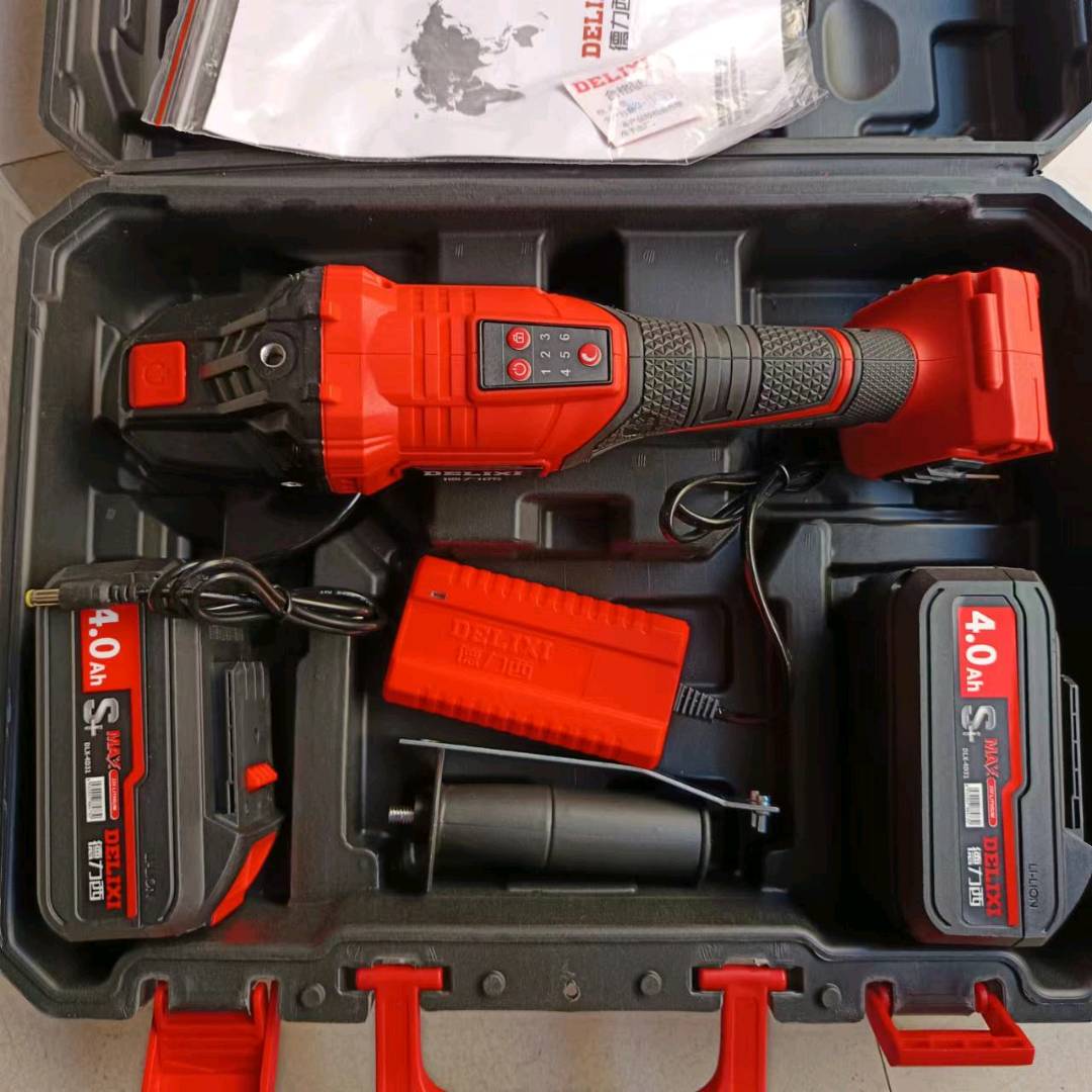 Authentic Delixi brushless lithium angle grinder, rechargeable polishing machine, pool cutting machine, polishing machine, electric angle polishing machine, six speed regulation