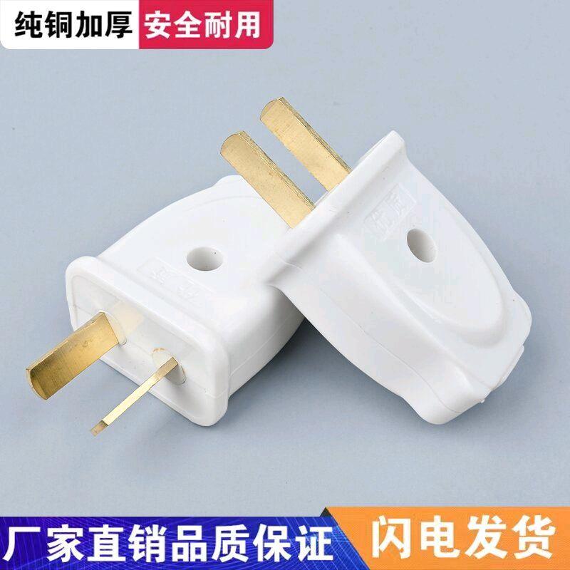 10A household plug 2-pin genuine pure copper pin 2-pin white two corner plug fixed without wire electrical plug