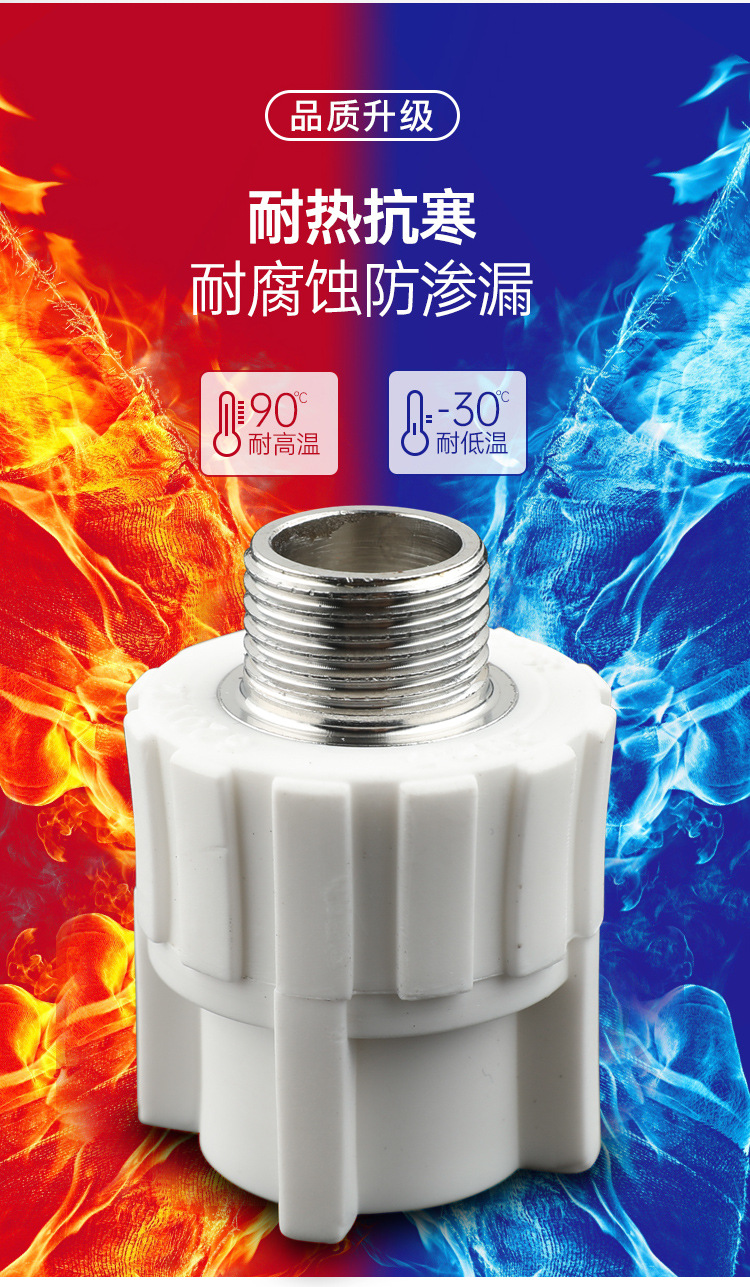 PPR external thread direct 2025 external straight 4 minutes 6 minutes 1 inch external tooth straight through