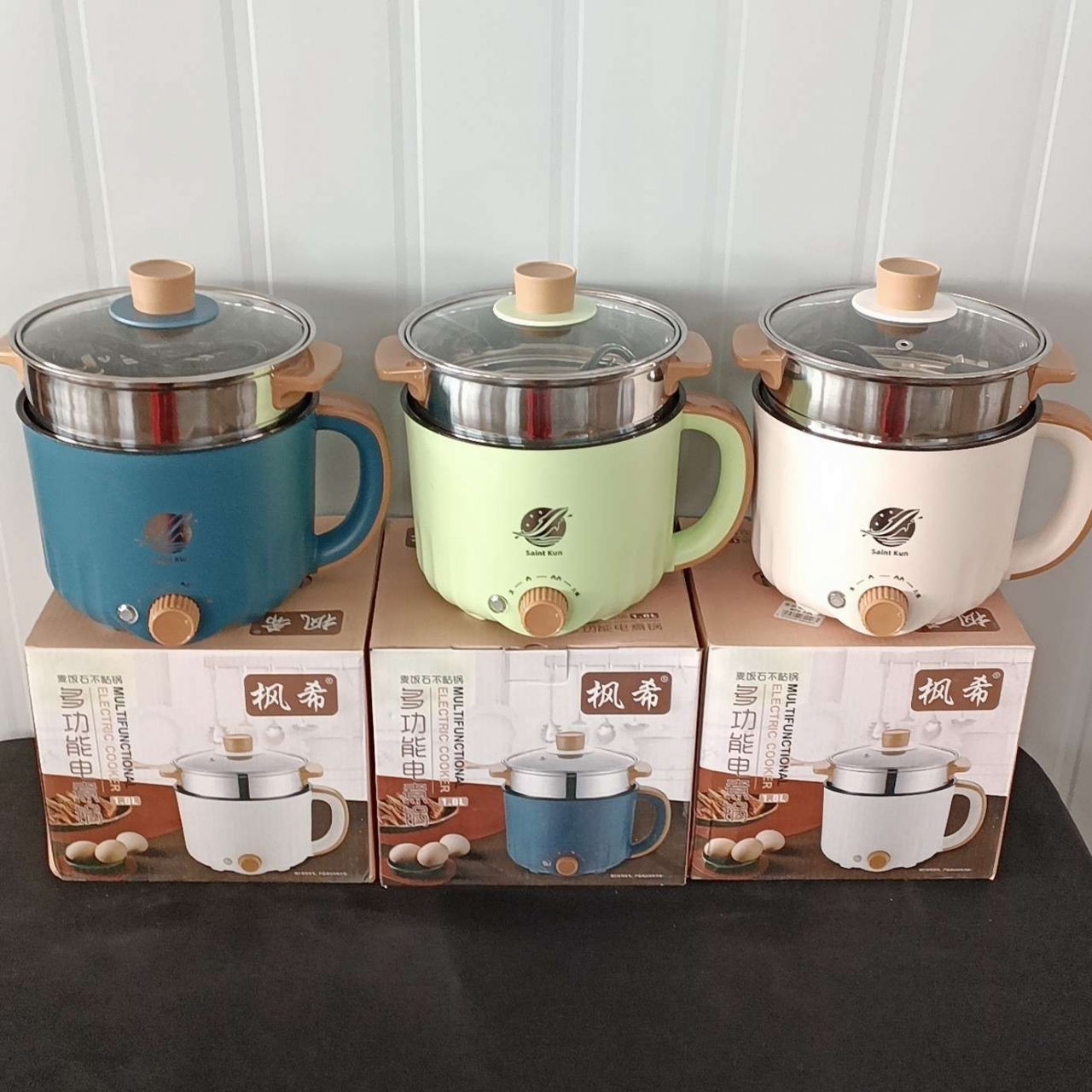 Electric frying pan is not sticky. Small household electric pan. Dormitory mini multi-function electric pan. Congee cooking. Electric frying pan