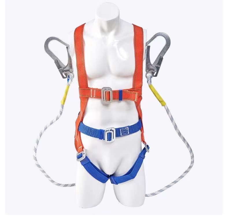 European style five point double hook 2-meter non cushioned bag safety belt half body full body five point safety belt belt waist belt double hook outdoor wear-resistant high-altitude work safety rope