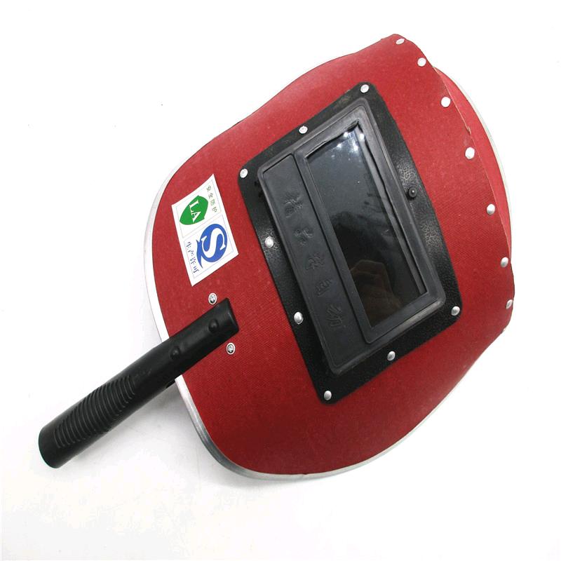Small edge welding mask, aluminum edge plastic handle, handheld welding protective mask, welder welding red steel paper mask