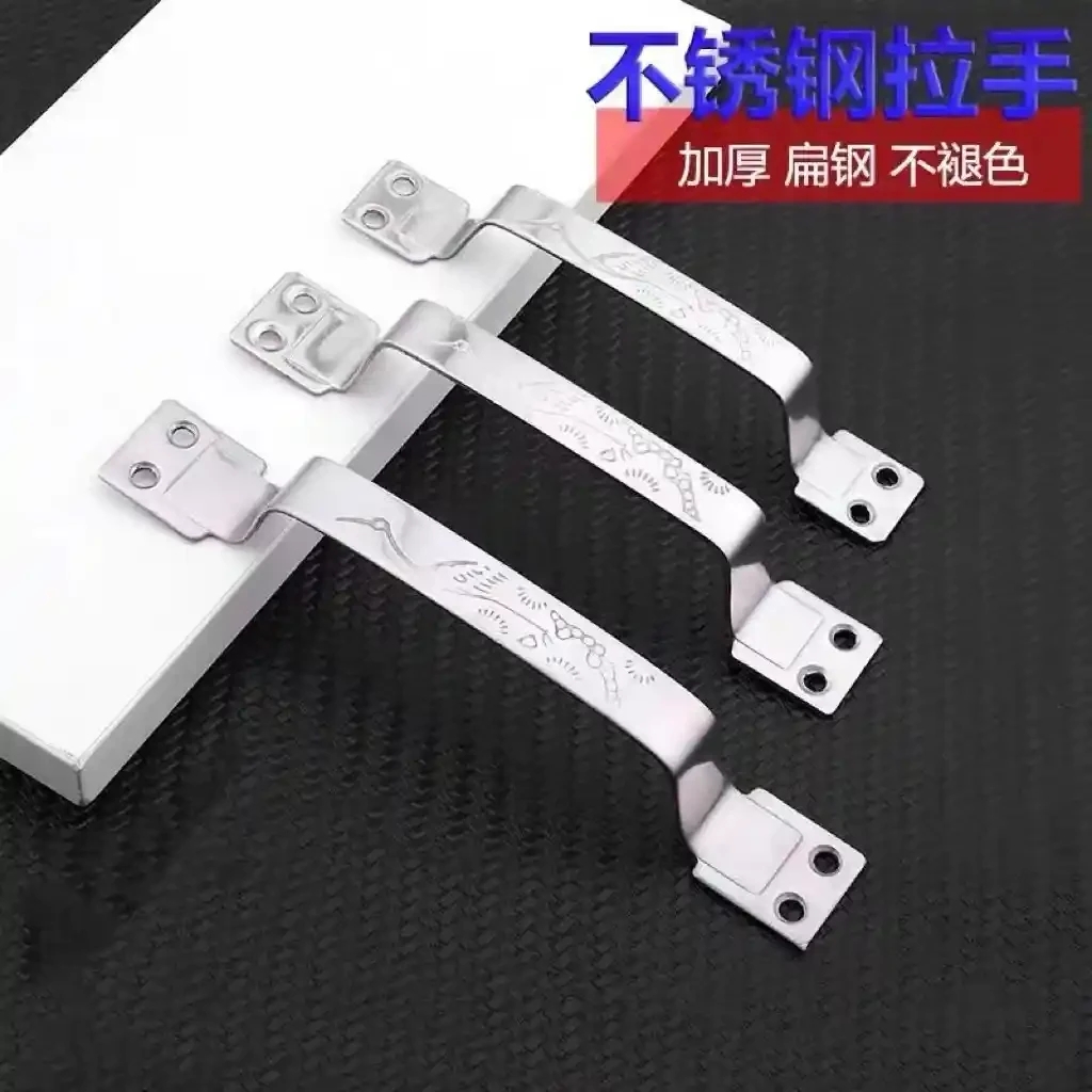 Thickened stainless steel flat steel handle for wooden doors, exposed handle for cabinet doors, thickened stainless steel flat steel handle for wooden doors, exposed handle for cabinet doors