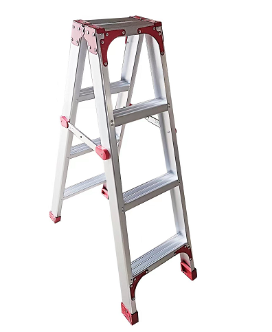 Aluminum alloy thickened red hinge zigzag ladder, household folding ladder, double-sided zigzag ladder, thickened engineering ladder, double-sided ladder, hinge ladder, decoration ladder