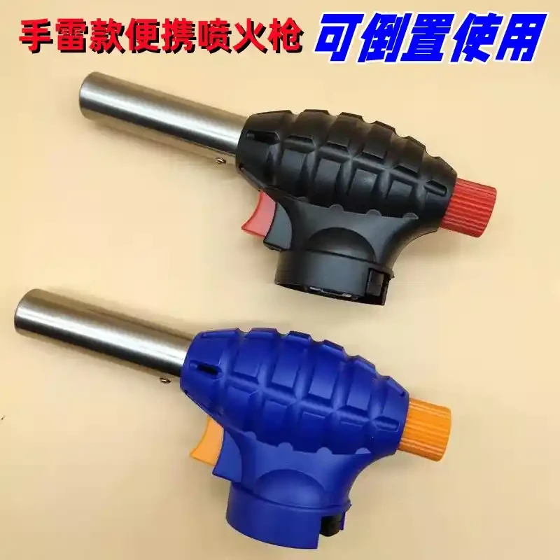Grenade electronic flamethrower with inverted flamethrower head and electronic igniter