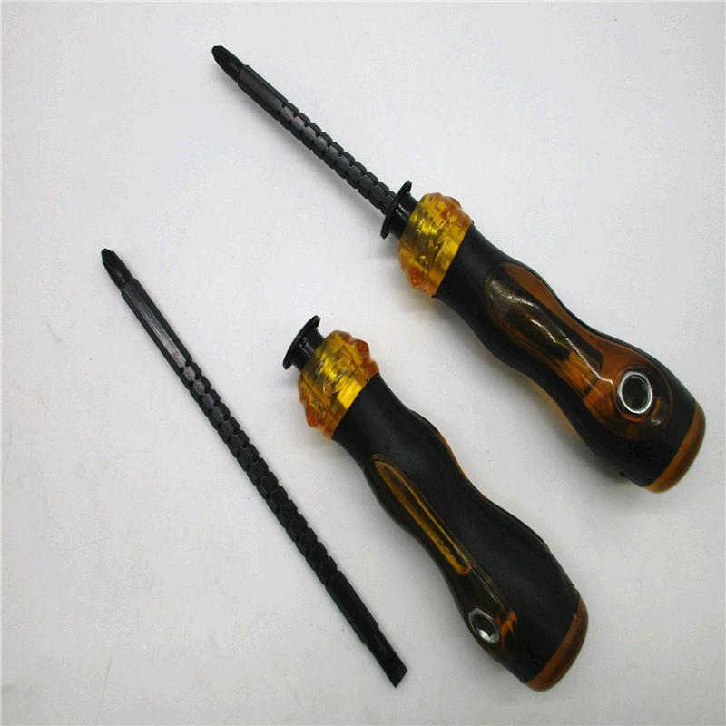 4-inch black pole transparent screwdriver telescopic three purpose manual screwdriver electrophoretic alloy screwdriver cross shaped screwdriver