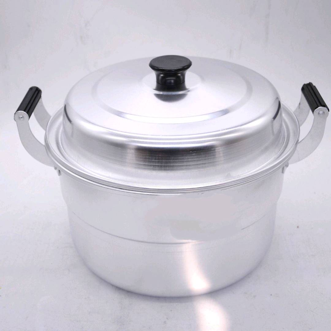 Old style aluminum pot boiling water pot steaming Mantou thickened high-capacity soup pot double ear aluminum large aluminum pot