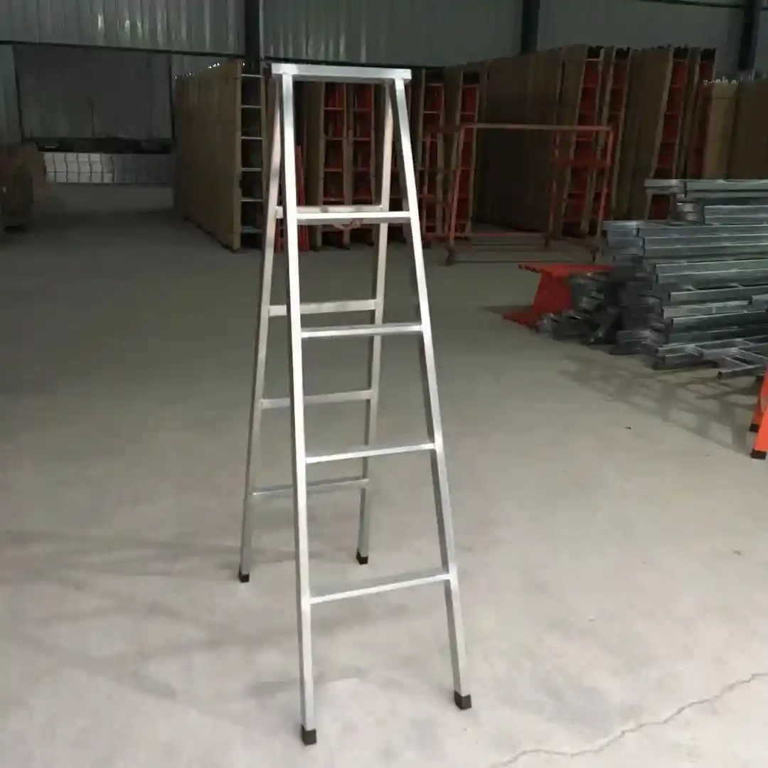 Thickened and widened galvanized square tube household double-sided herringbone iron ladder