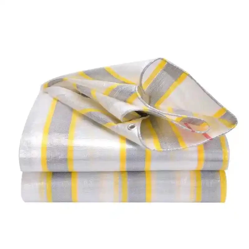 Gold coated silver waterproof and sunscreen plastic tarpaulin for outdoor trucks, rain canopy tarpaulin