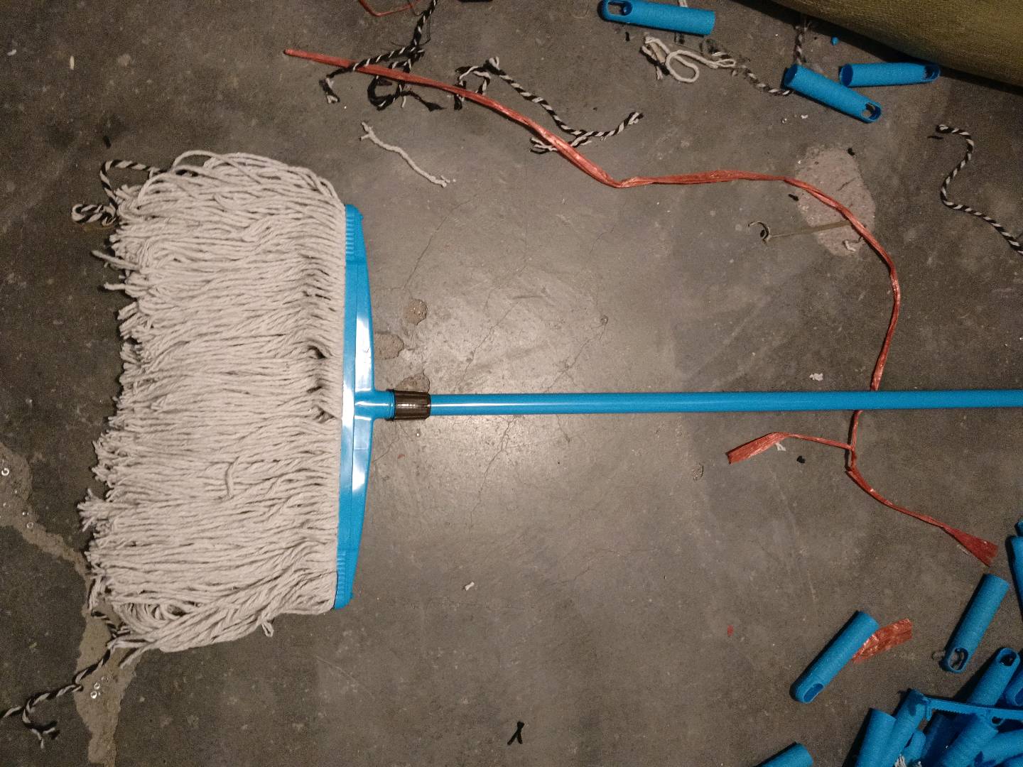 Old style pure cotton line mop, large size, wide head, suction, horizontal mop, dry and wet dual-use, one mop for cleaning, household mop, factory mop
