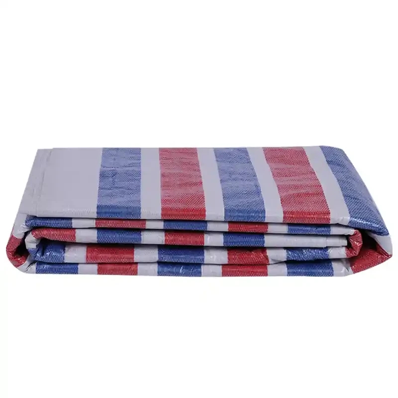 New color stripe cloth, three color stripe cloth, thickened waterproof, sunscreen and rainproof cloth for construction site decoration, disposable protective tarpaulin, oilcloth canvas