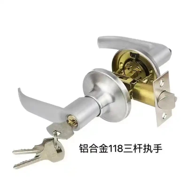 Aluminum alloy door three bar handle lock universal bathroom door lock color steel door lock aluminum alloy door lock three bar spherical lock indoor three bar door lock plastic steel door lock