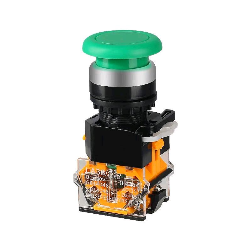 Self resetting self-locking button LA38-11M mushroom head button opening 22MM one on one off button switch