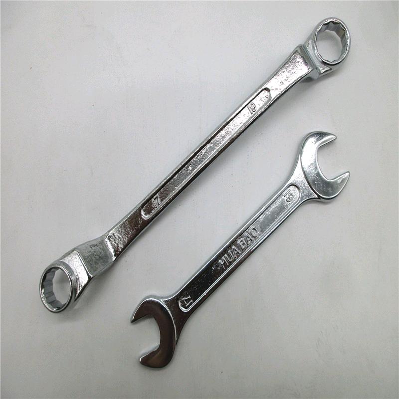 Galvanized wrench, high-strength forging, manual dead end, plum blossom double opening wrench, rigid hand movement, labor-saving manual tool