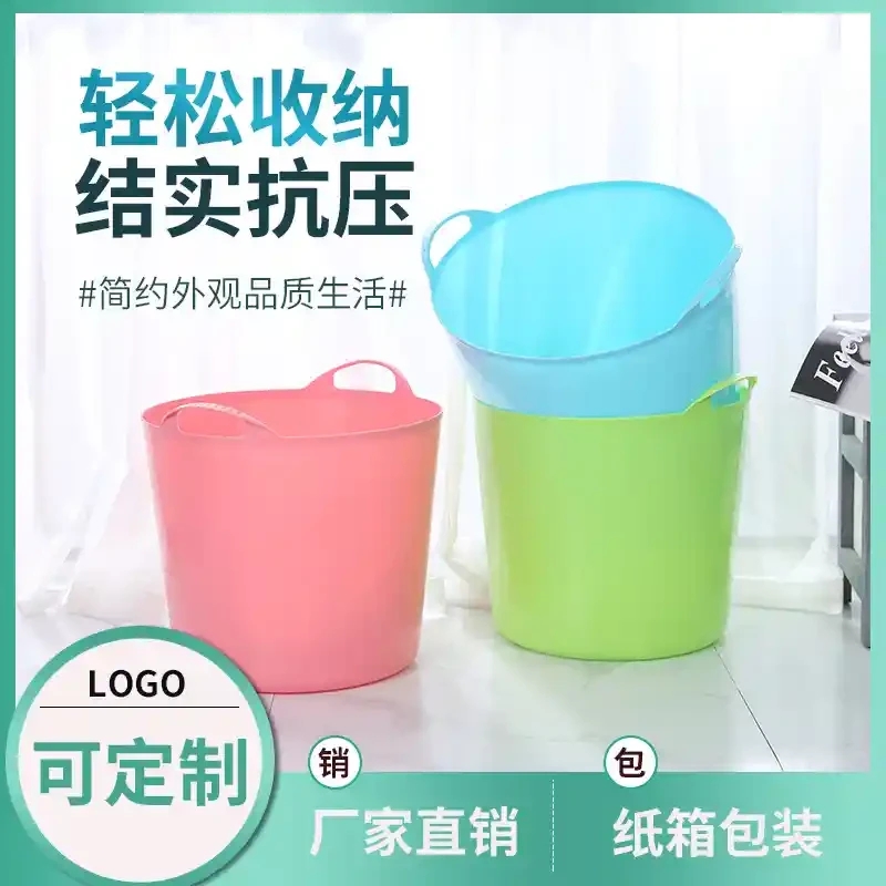 Plastic storage bucket, plastic basket, mixed color hair