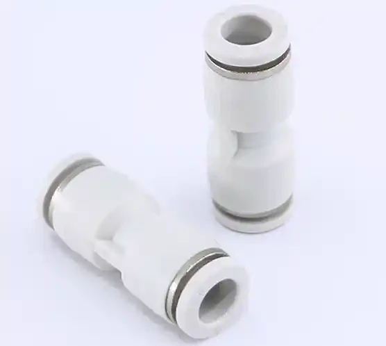 Pneumatic white plastic straight through variable diameter air pipe joint with quick plug PU on both sides