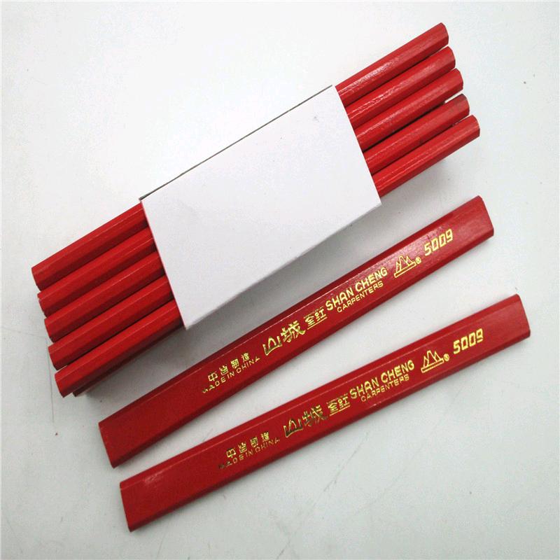 Shancheng Woodworking Pencil Black All Red Pencil Woodworking Marking Pen Woodworking Pencil Large Octagonal Pencil