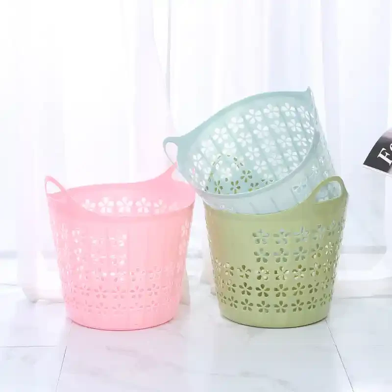 Dirty clothes basket, plastic basket, garbage basket, color random