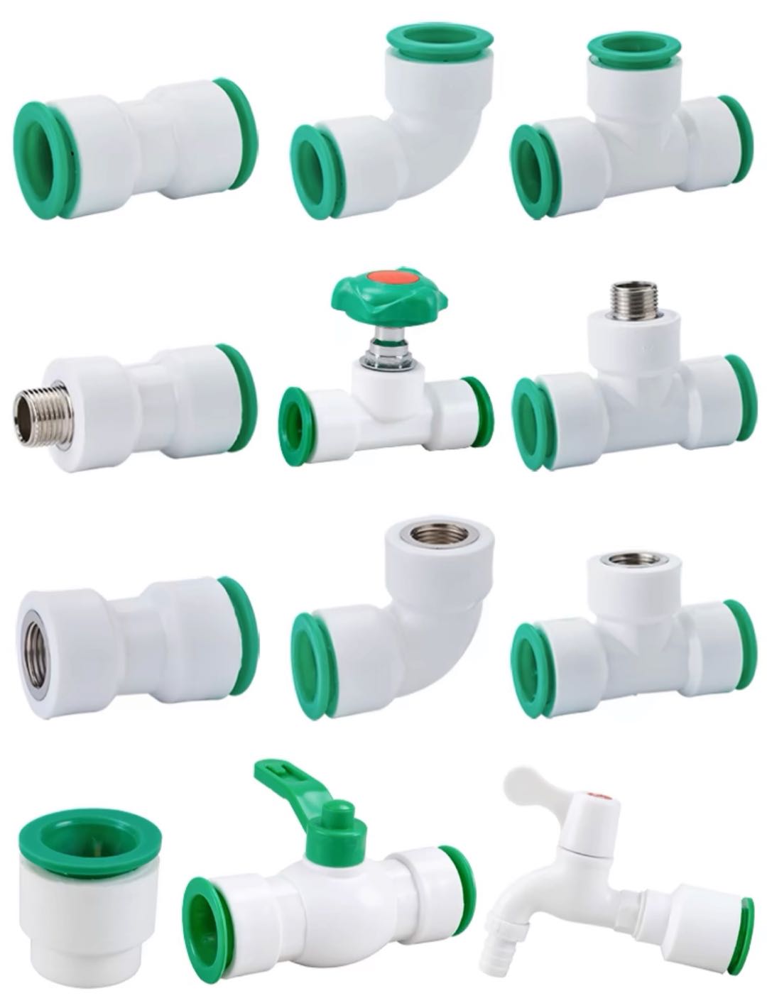 PPR quick connector 4-pin 20 straight insertion type, no hot melt quick connector, direct elbow, double sealed PE water pipe fittings