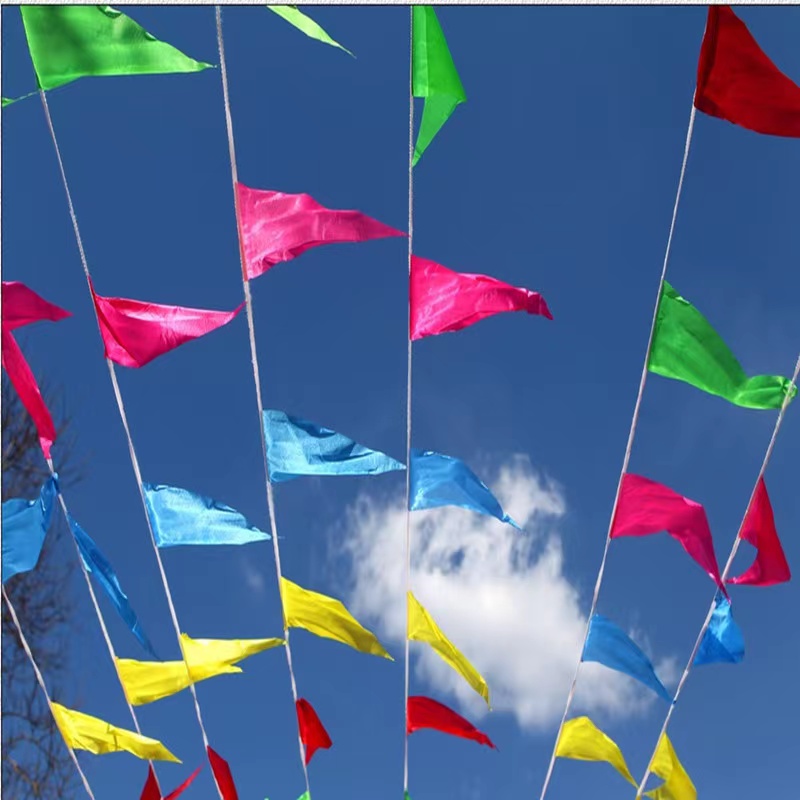 Small colored flag string flag large size 14 ✖️ 21 specifications, triangle flag, colorful flag, triangle string flag wholesale, small colored flag decoration, wedding and wedding company opening, colorful bar flag, triangle flag, construction site warning, outdoor small flag, five colored flag decoration, scene decoration, festive hanging flag
