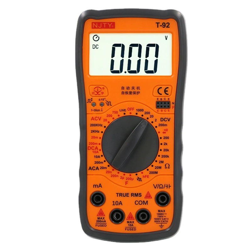 Nanjing Tianyu T92 digital multimeter, digital multimeter, self recovery full protection, fuse anti burn protection