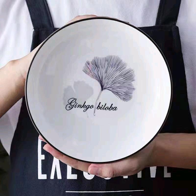 Ceramic plates, household kitchen dishes, new fashionable and trendy household dishes, internet famous ginkgo leaves